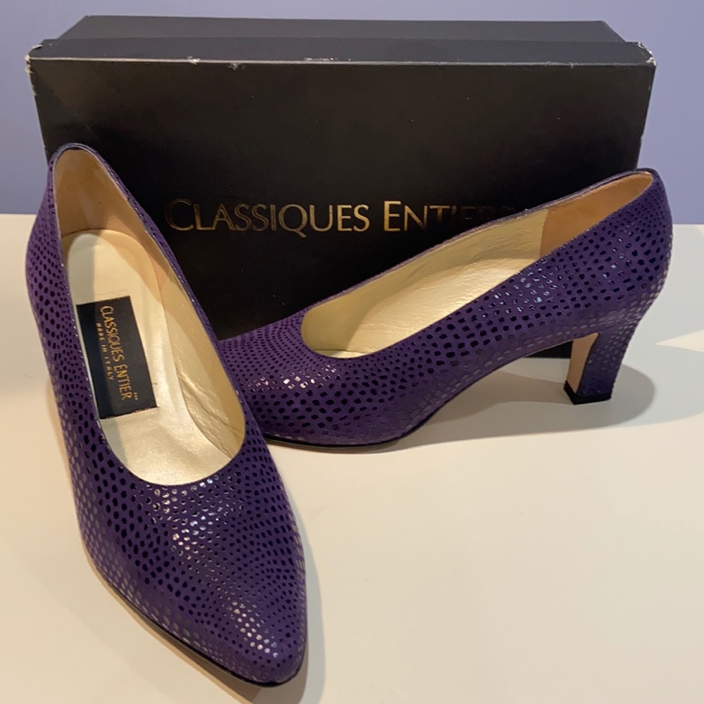 Classiques Entier Purple Snakeskin Leather Pumps